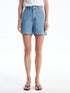 LC Waikiki Women's Straight Elastic Waist Jean Shorts